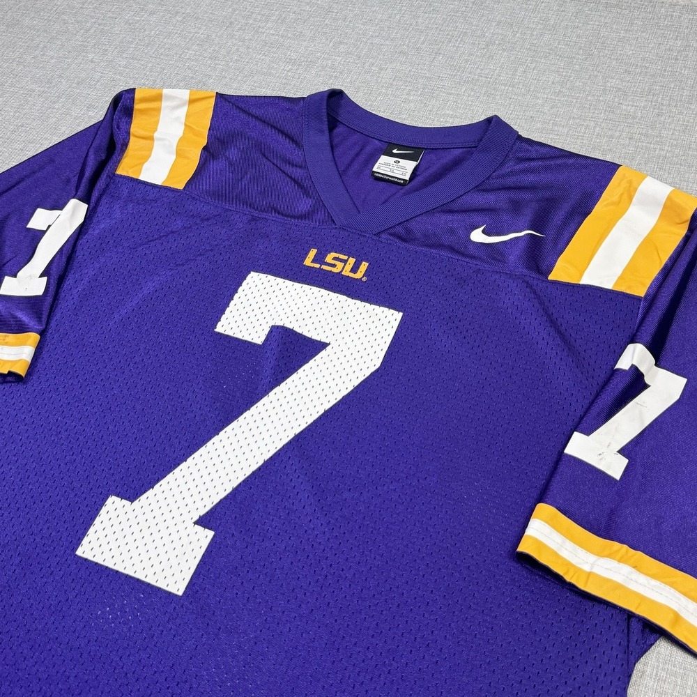 Nike LSU Tigers Football Jersey Mens XL Purple Gold NCAA Mesh #7 Nike Team